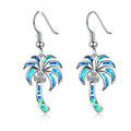 Coconut Blue Simulated Opal Drop Dangle Earrings | Women Drop Dangle Earrings Nixie Blue