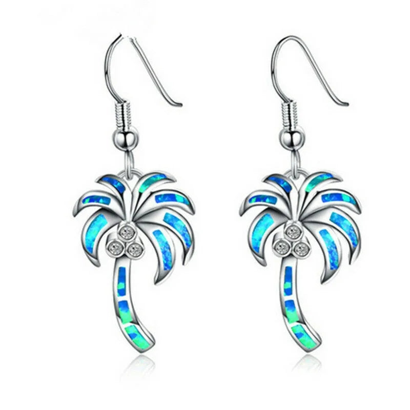 Coconut Blue Simulated Opal Drop Dangle Earrings | Women Drop Dangle Earrings Nixie Blue