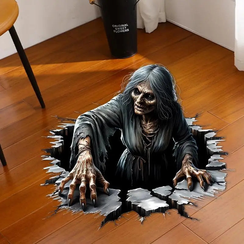 Halloween 3D Witch Floor Sticker – Waterproof PVC Decal Halloween Floor Decal Nixie