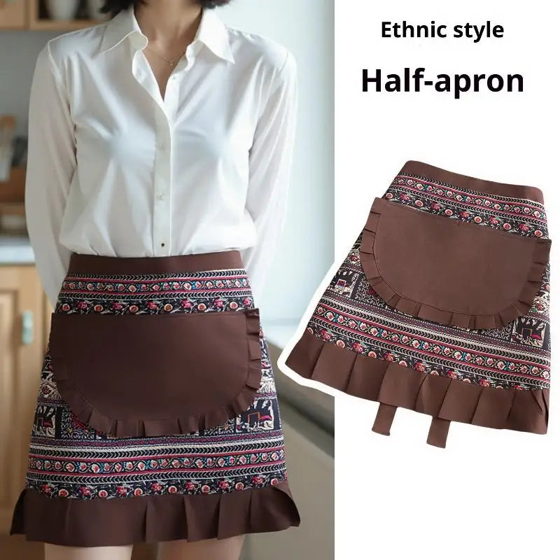 Women's Linen Cotton Half-Body Waist Apron for Kitchen Kitchen Waist Apron Nixie