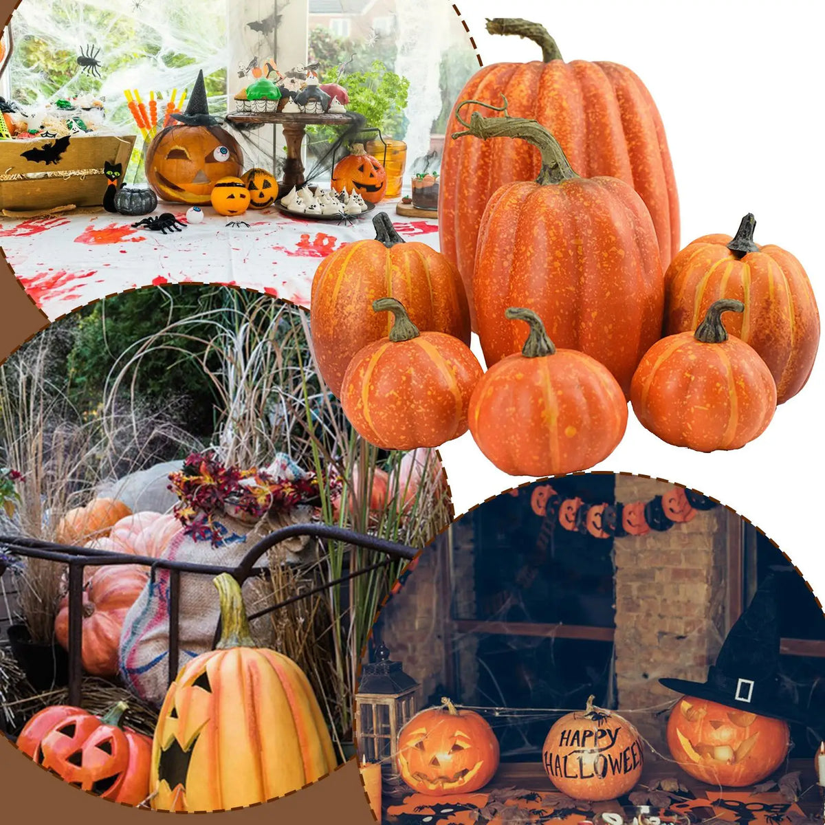 7-Piece Foam Pumpkin Set – Fall Halloween & Autumn Harvest Decor Artificial Pumpkin Set Nixie