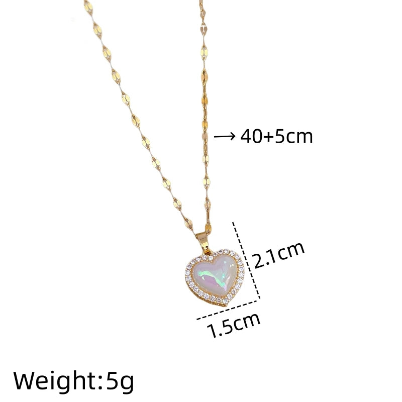 Heart Pendant Choker Necklace – Gold Stainless Steel & Zircon Pendant Choker Necklace Nixie XL1470-68