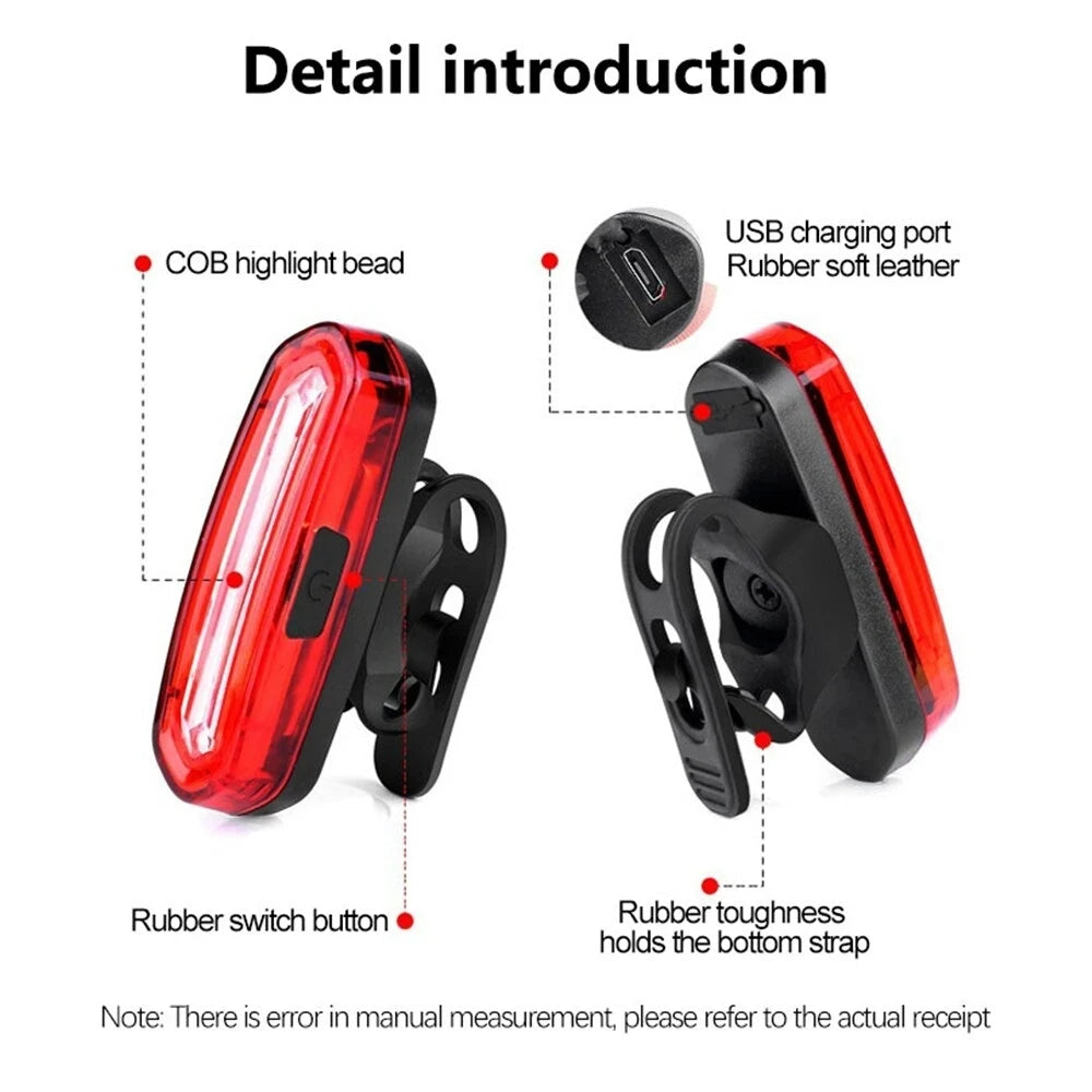 COB LED Bike Rear Tail Light – 6 Modes USB Rechargeable MTB Bicycle Tail Light Nixie