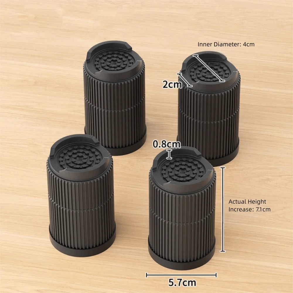 Heavy-Duty Silicone Furniture Risers & Non-Slip Bed Lifts Furniture Risers Nixie 4Pcs Black 3