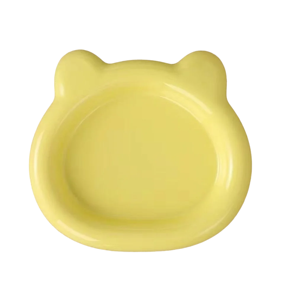 Cute Bear-Shaped PP Cat & Puppy Food Bowl – Anti-Tip Pet Food Bowl Nixie Yellow