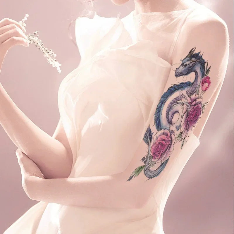 Animal Temporary Tattoo Stickers – Whale Deer Panda Black Line Temporary Tattoo Sticker Nixie