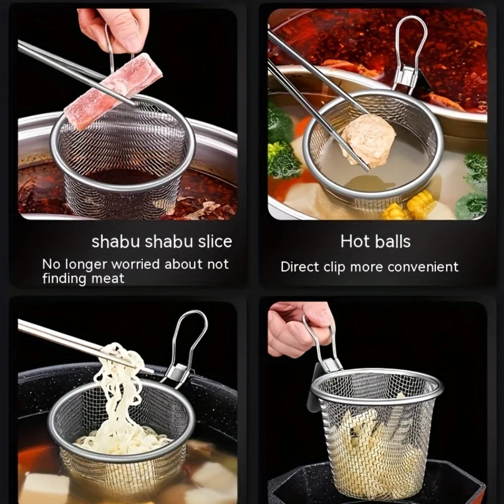 32cm Stainless Steel Hot Pot Divider & Strainer Basket Set Cookware Set Nixie