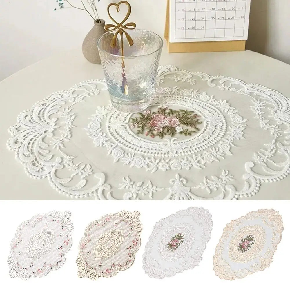 Lace Embroidered Cloth Coaster – Wedding & Home Table Décor Lace Table Coaster Nixie