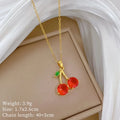 Cherry Pendant Necklace | Gold Stainless Steel Clavicle Chain Pendant Necklace Nixie XL2606-289