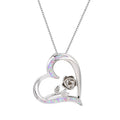 Simulated Opal Heart Pendant Necklace – Rose Design, 5 Colors Pendant Necklace Nixie PURPLE