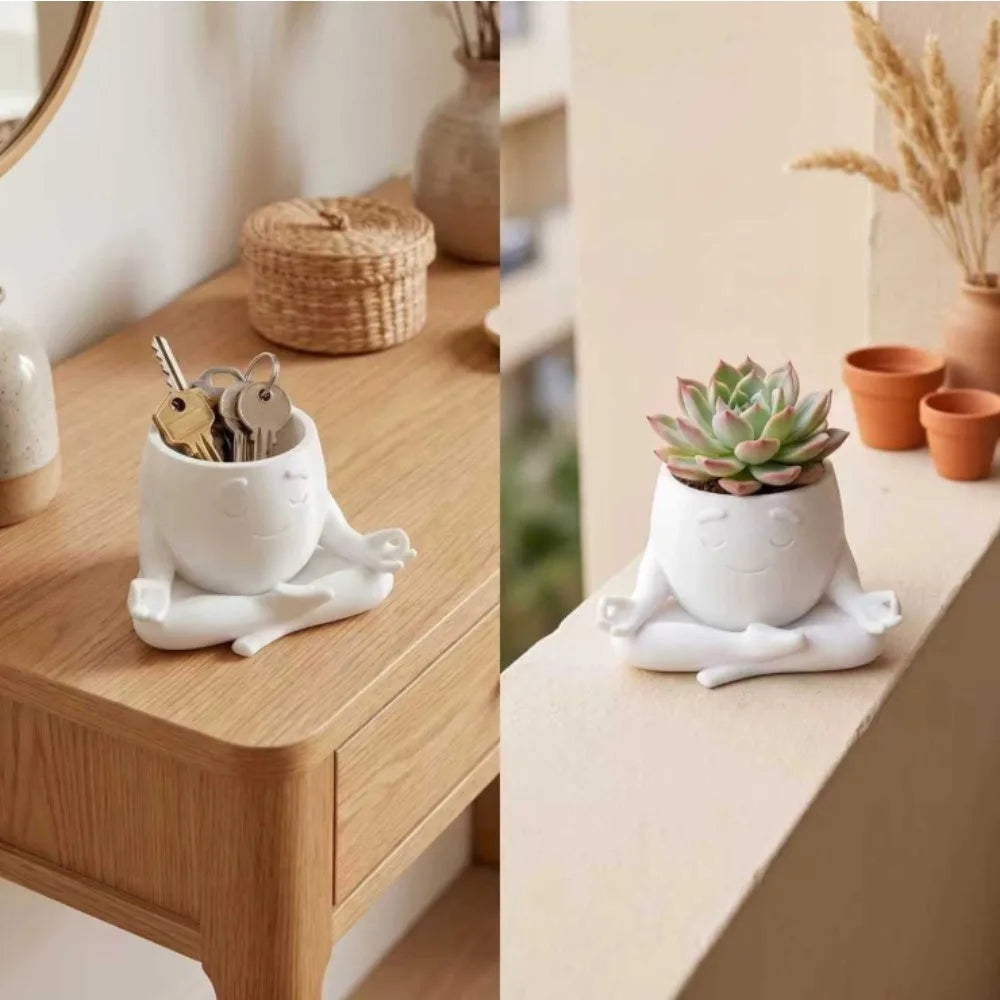 3D Printed Meditation Succulent Planter – Desk Ornament Decorative Planter Nixie