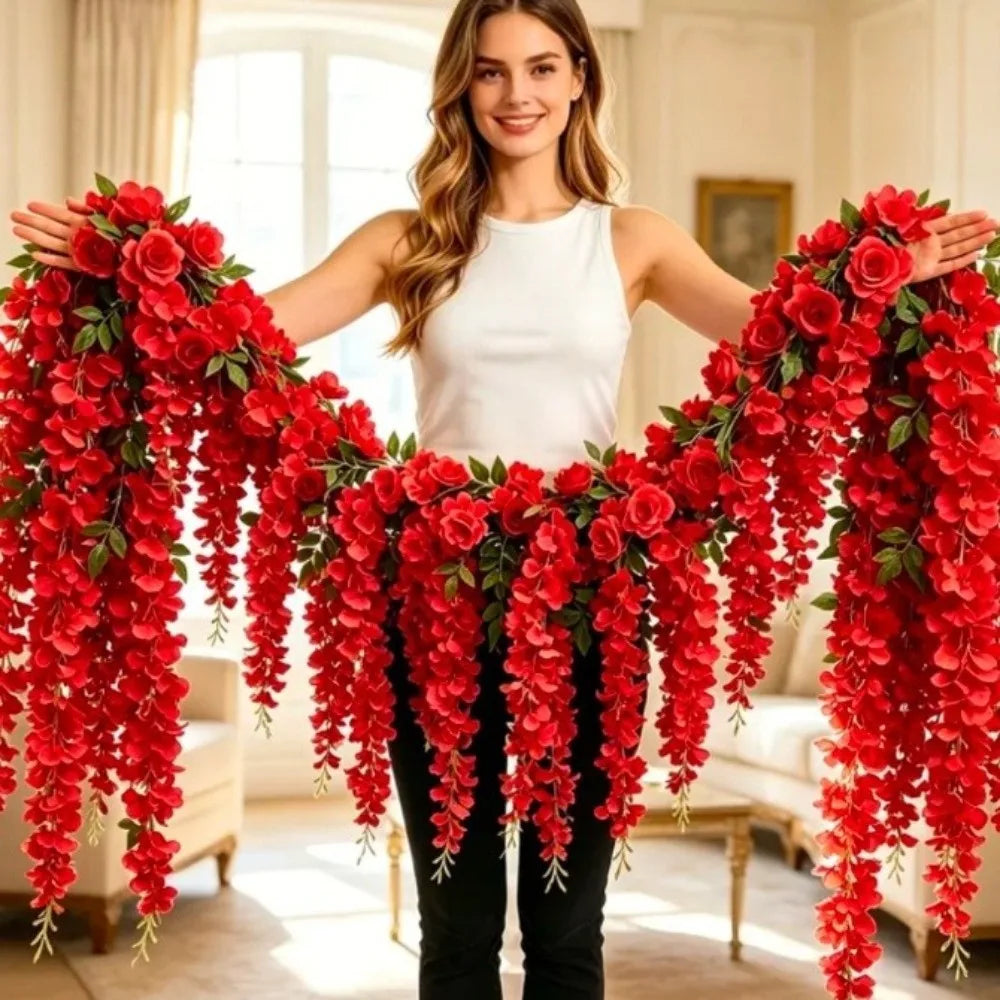 250cm Artificial White Rose Vine Garland – Wedding & Home Décor Artificial Flower Garland Nixie