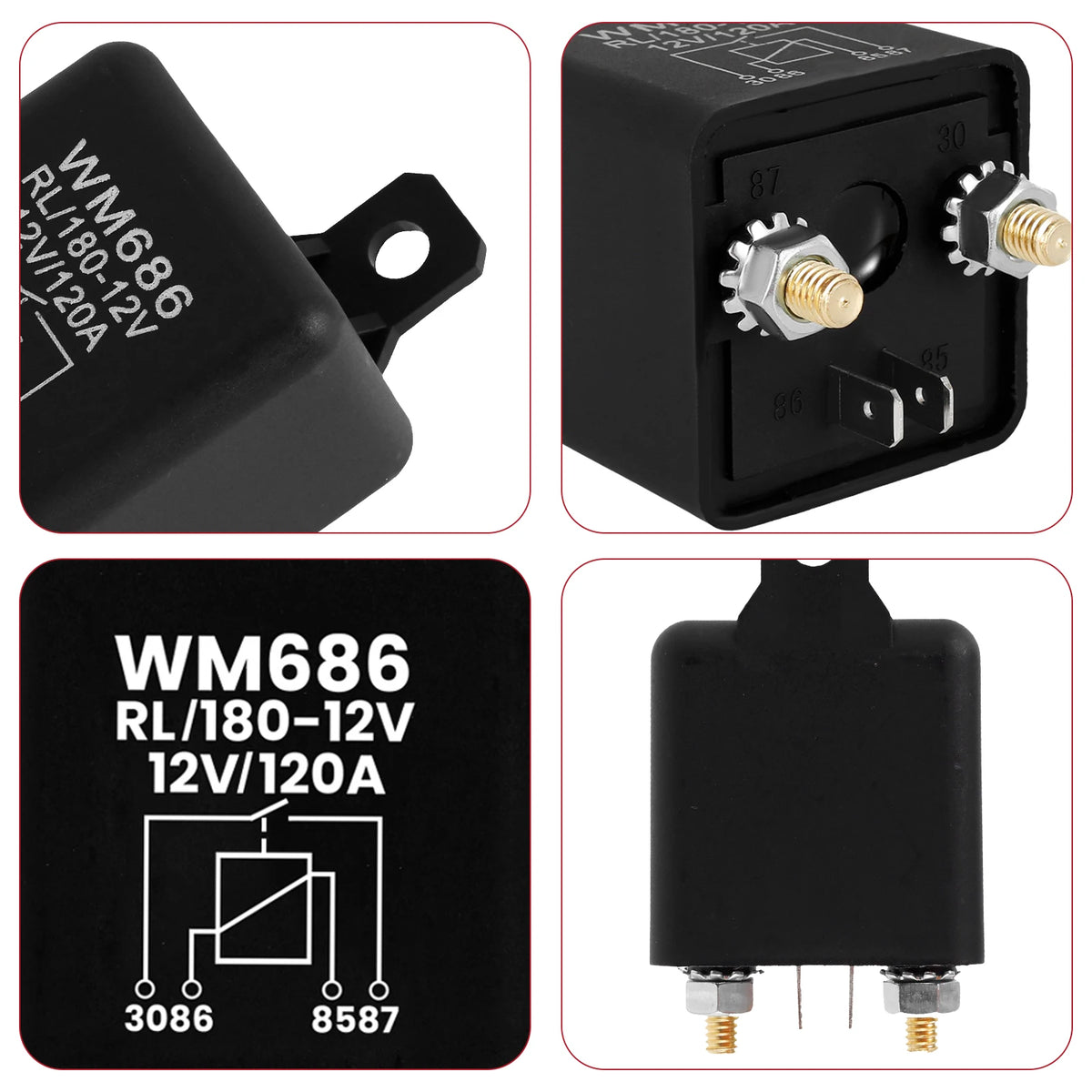 4-Pin 12V 120A Continuous Duty High Current Relay Switch