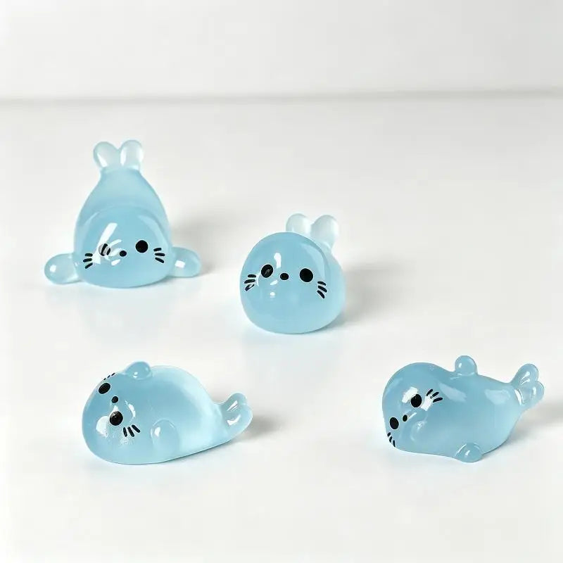 10 Pcs Glow in the Dark Mini Seal Resin Figurines for DIY Crafts Resin Craft Figurines Nixie