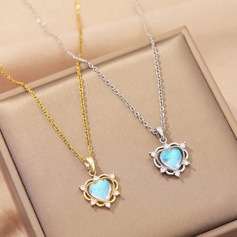 Stainless Steel Heart Pendant Necklace | Minimalist Clavicle Chain Heart Pendant Necklace Nixie