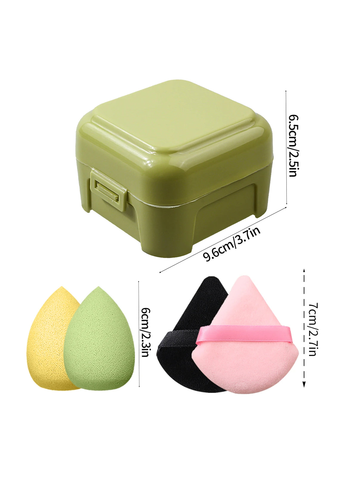 4-Piece Makeup Sponge & Triangle Powder Puff Set with Box