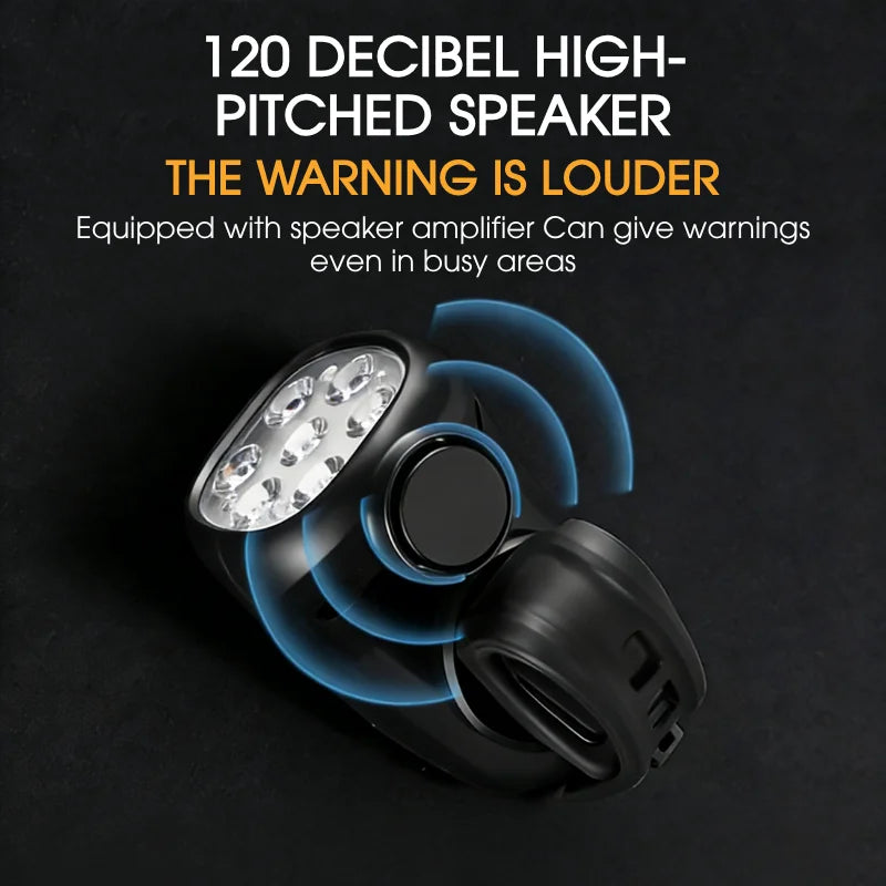BUCKLOS Solar Bike Light 7 LED 600LM + 120dB Horn, Type-C Bicycle Headlight Nixie