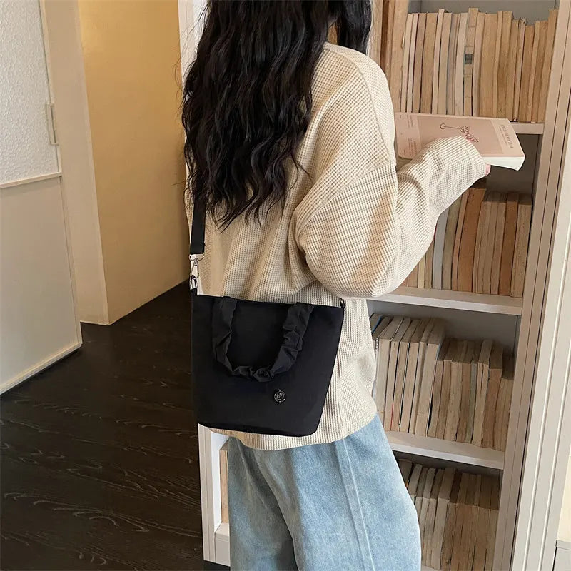 Women's Nylon Crossbody Satchel Bag – Korean Casual Style Crossbody Satchel Bag Nixie Black