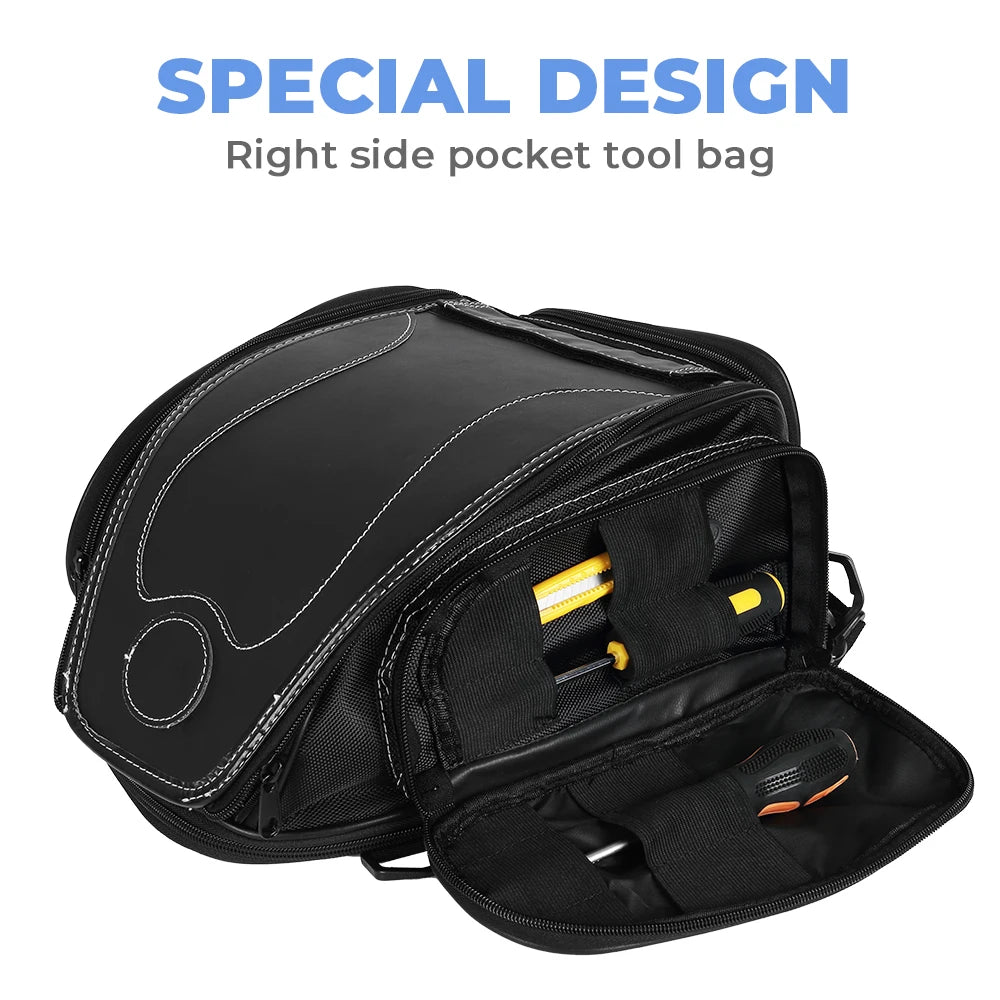 Motorcycle Rear Seat Tail Bag Retro PU Leather Waterproof Motorcycle Tail Bag Nixie