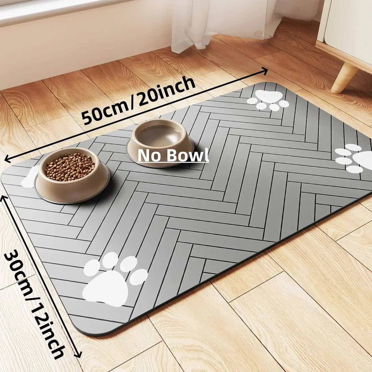 Absorbent Pet Feeding Mat – Non-Slip Waterproof Food Bowl Mat Pet Feeding Mat Nixie 30X50cm Grey