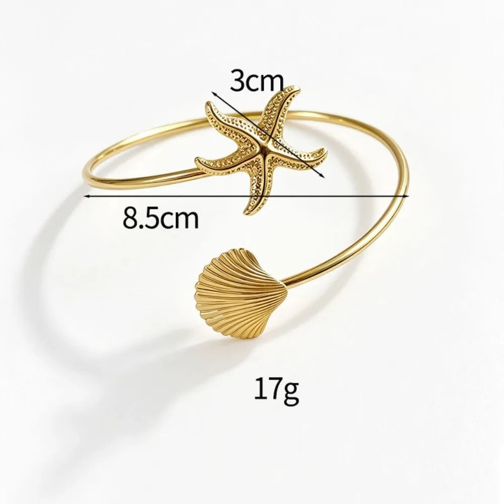 Vintage Ocean Starfish Upper Arm Cuff Bracelet | Gold Spiral Arm Cuff Bracelet Nixie