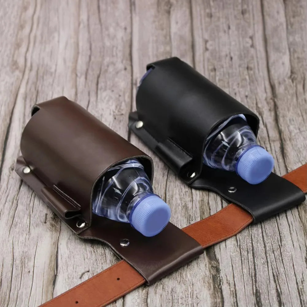 PU Leather Beer Bottle Waist Holster Belt Bag with Pen Holder