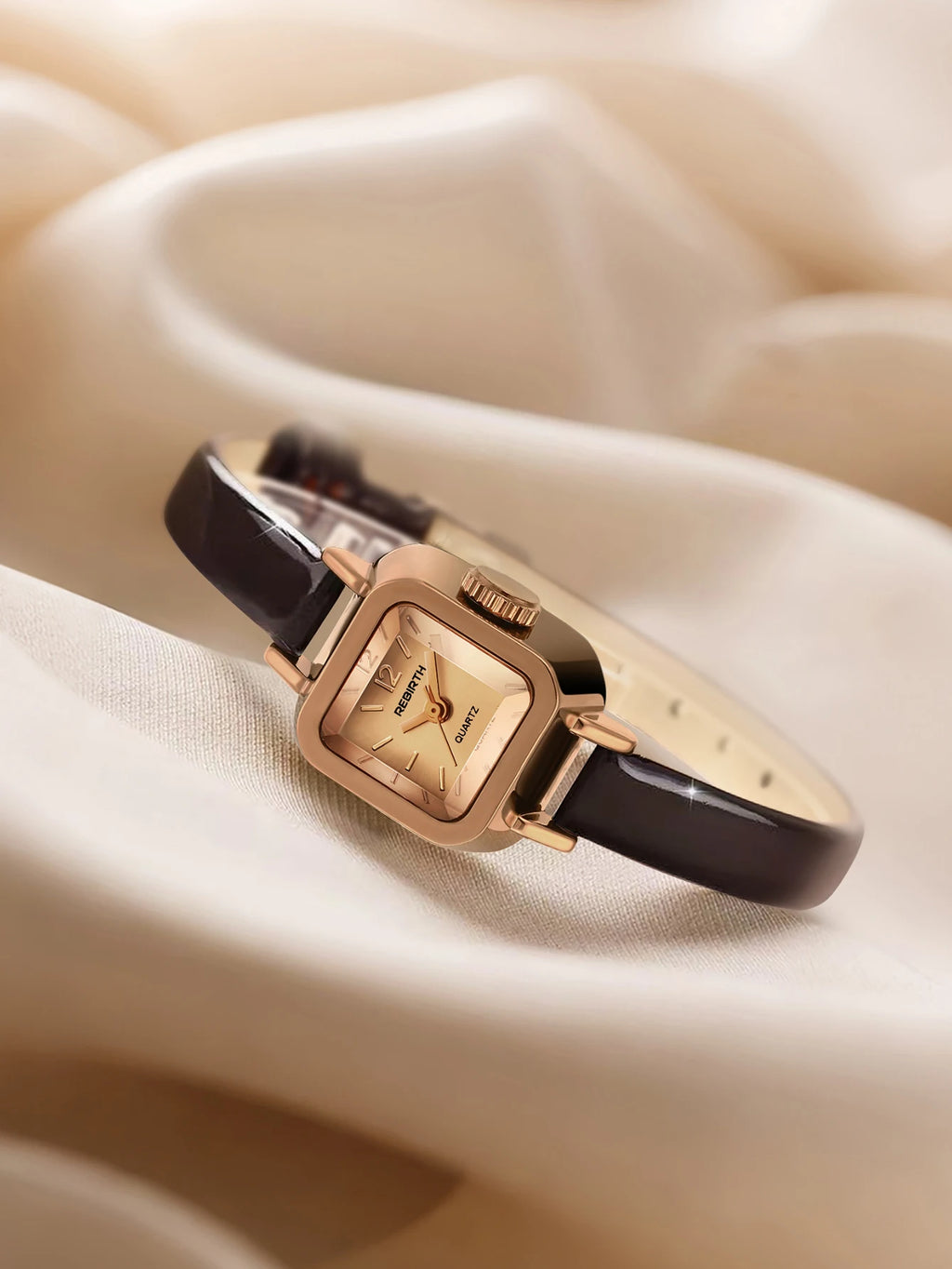 REBIRTH Women's Retro Quartz Watch – Oval Dial & Leather Strap Women's Quartz Watch Nixie