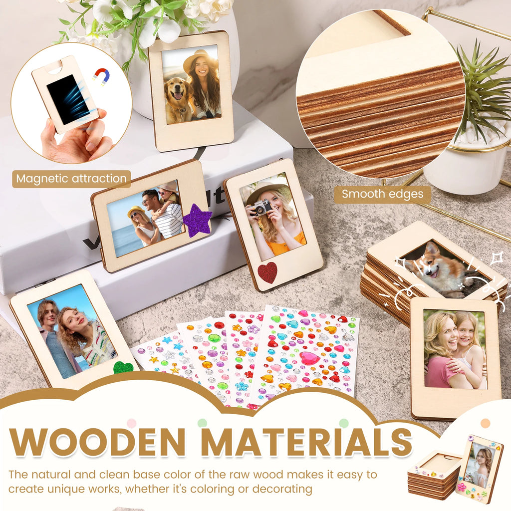 DIY Wooden Picture Frame Craft Kit – 12 Magnetic Frames & Decor
