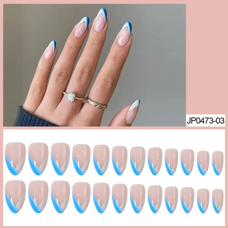 24PCS Purple French Tip Press On Nails – Hypoallergenic Zinc Alloy
