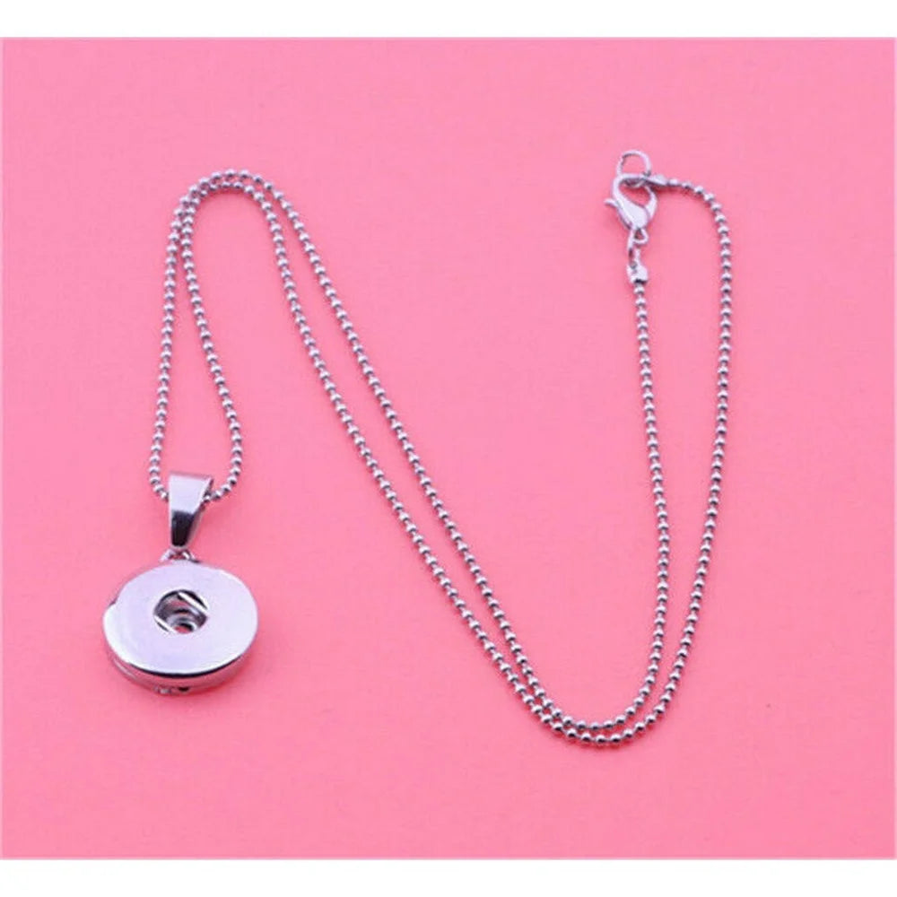 Silver Plated 18mm Snap Button Necklace – Fits Noosa Charms Snap Button Necklace Nixie 1 Pcs