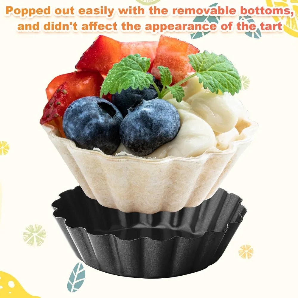 10Pcs Non-Stick Mini Tart Pans with Removable Bottom | FEB.WIND Baking Tart Molds Nixie