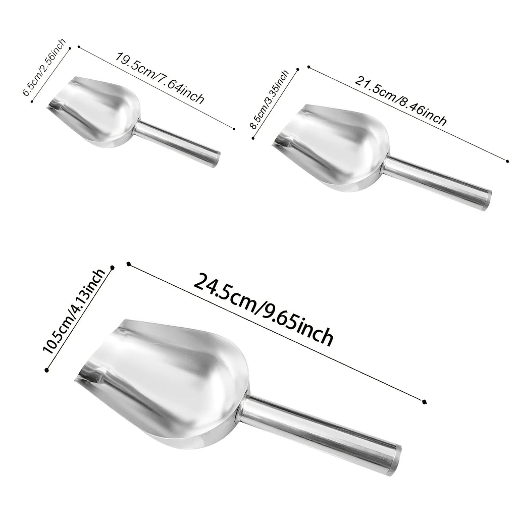 3-Piece Stainless Steel Scoop Set – Rustproof Ice & Food Shovel Kitchen Scoop Set Nixie