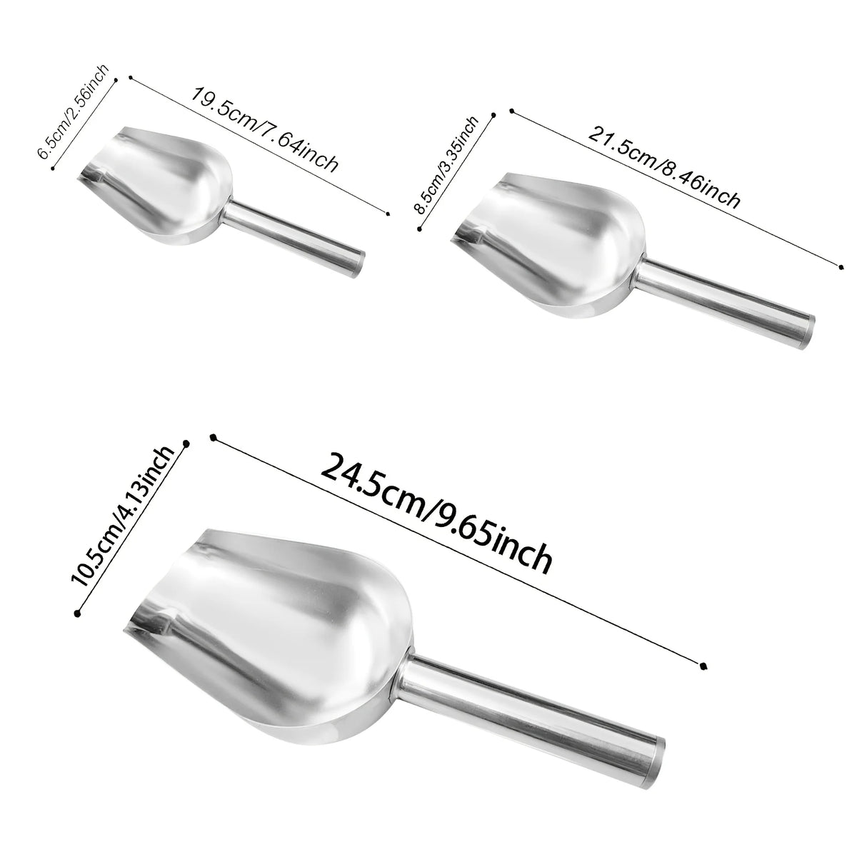 3-Piece Stainless Steel Scoop Set – Rustproof Ice & Food Shovel Kitchen Scoop Set Nixie