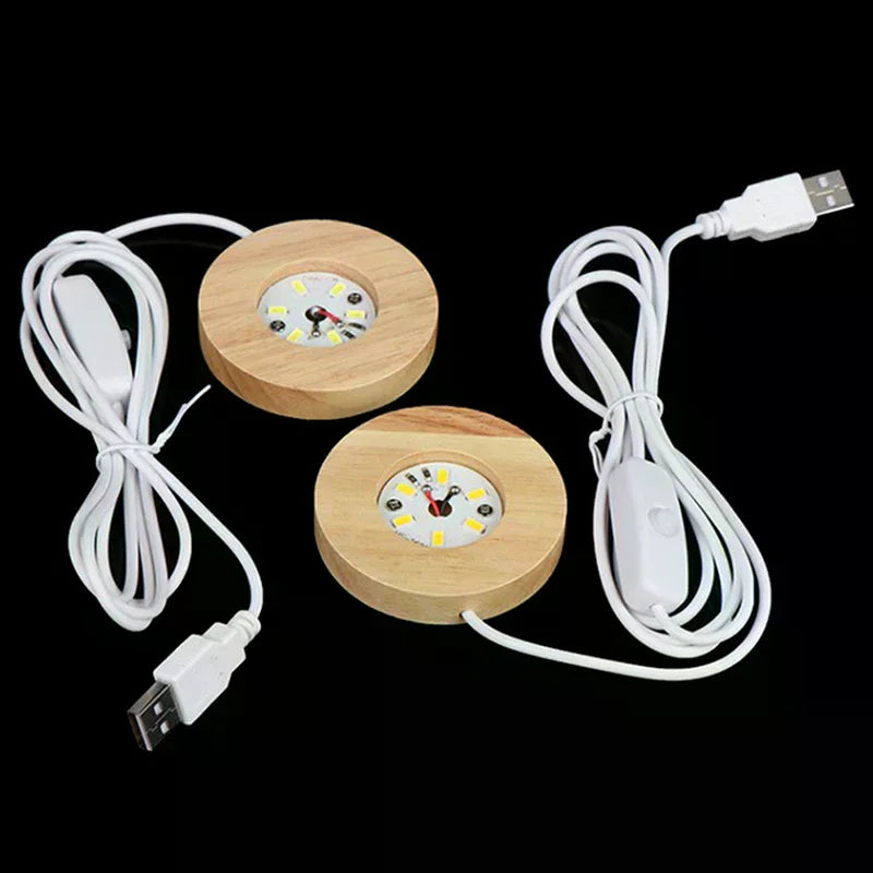 Wooden LED Light Display Base for Crystal Ball & Night Lamp LED Display Base Nixie