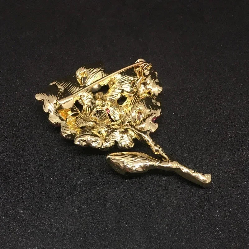 Red Flower Bud Brooch – Glass & Zinc Alloy Fashion Pin Fashion Brooch Pin Nixie