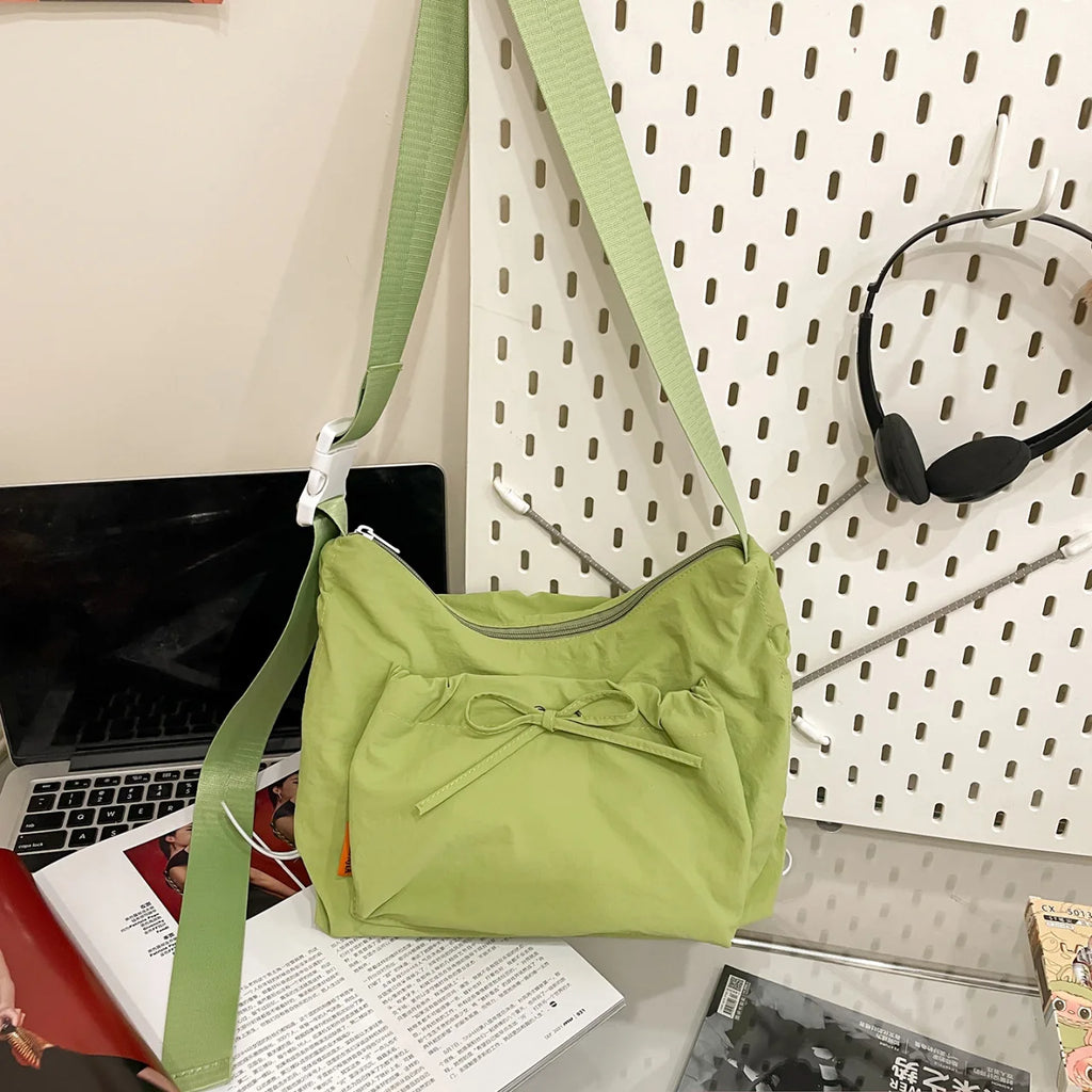 Nixie Pleated Puff Drawstring Hobo Bag | Large Capacity Hobo Shoulder Bag Nixie Green