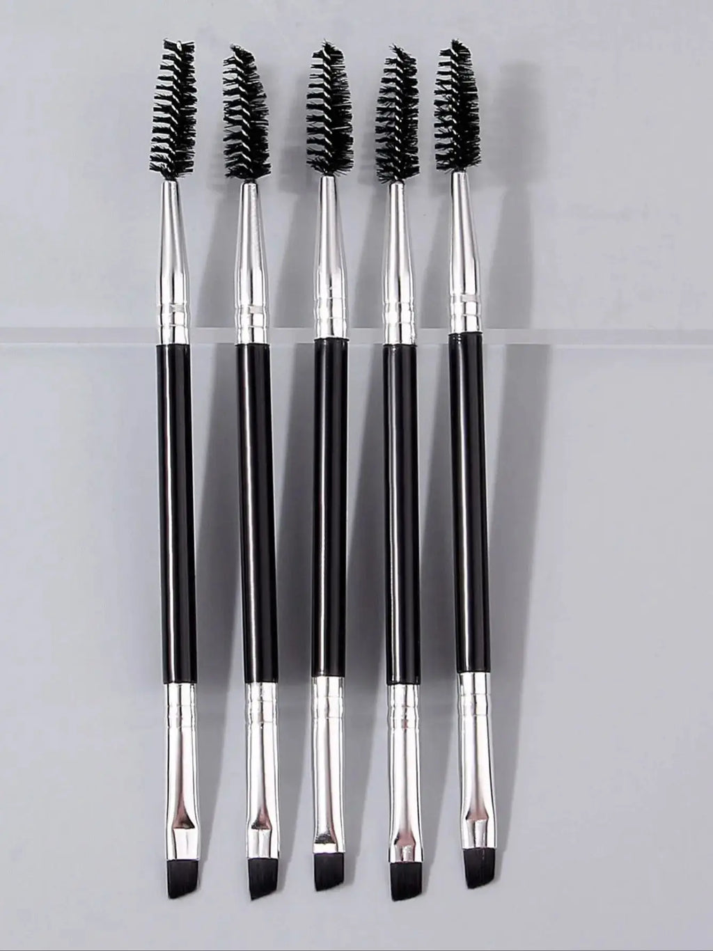 Double-Headed Mascara & Eyebrow Brush Set – 5 Pcs Eye Makeup Brush Nixie black