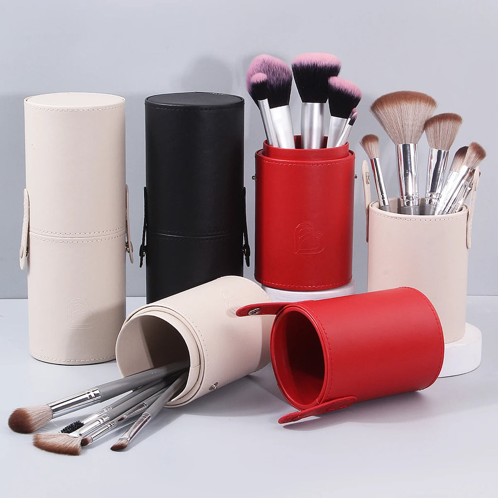 PU Leather Makeup Brush Holder – Large-Capacity Storage Bucket Makeup Brush Holder Nixie