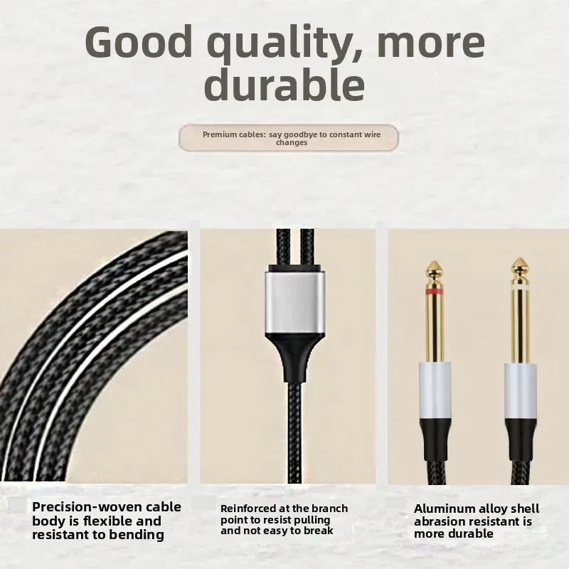 Nixie 3.5mm to Dual 6.35mm Audio Cable – Gold-Plated & DC Noise Audio Splitter Cable Nixie