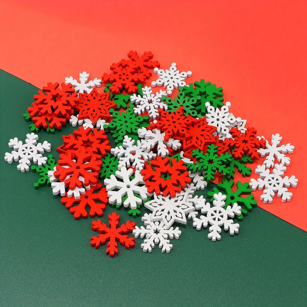 50pcs Snowflake Wooden Slices DIY Christmas Craft Decorations Wood Craft Kit Nixie