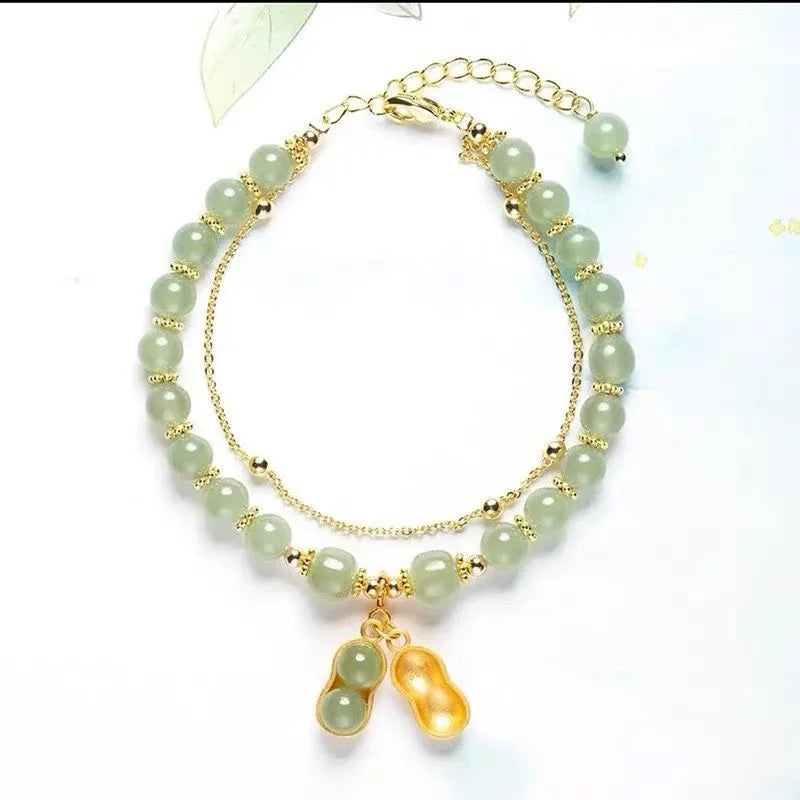Vintage Imitation Hetian Jade Beaded Bracelet | Women's Gift Beaded Bracelet Nixie