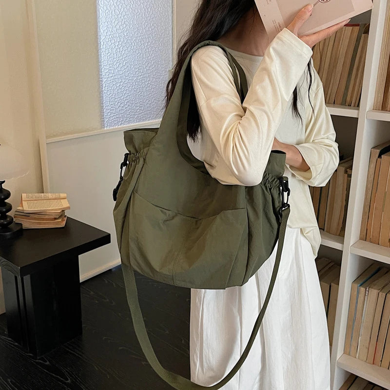 Korean Canvas Drawstring Bucket Bag – Retro Crossbody for Women Canvas Crossbody Bag Nixie