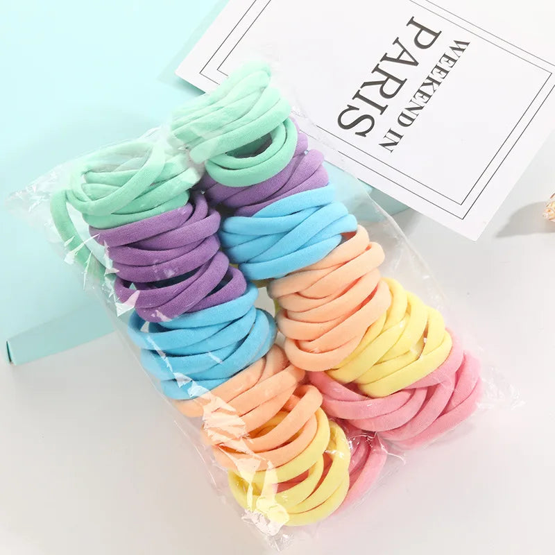 100-Pack Seamless Elastic Hair Ties – Multi-Color Hair Rings Elastic Hair Ties Nixie Fluorescent color