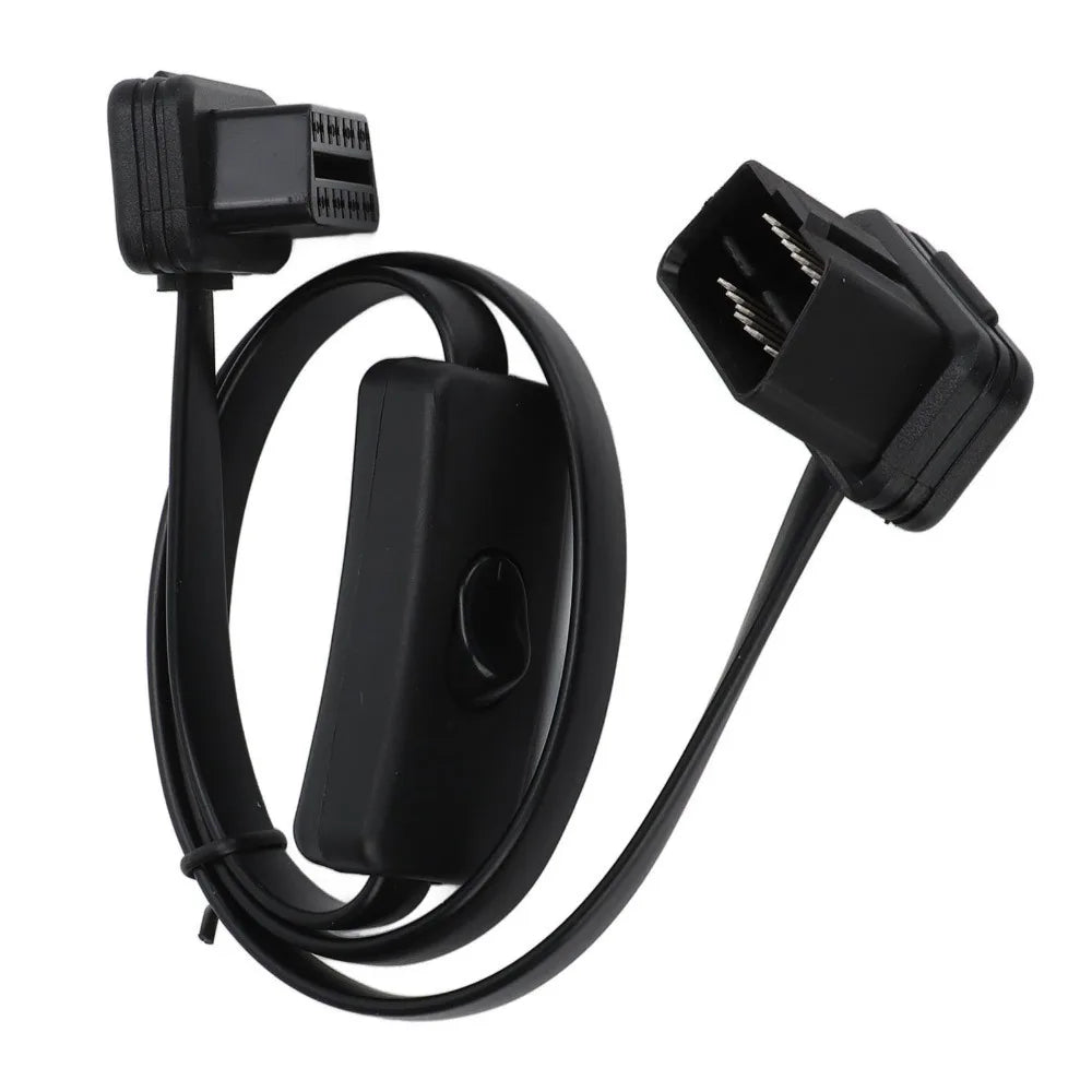 16-Pin OBD2 Extension Cable with Power Switch – Flat Diagnostic Adapter