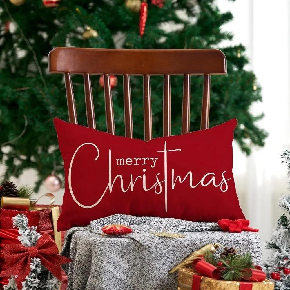 Christmas Throw Pillow Cover 12x20" Rectangular Holiday Décor