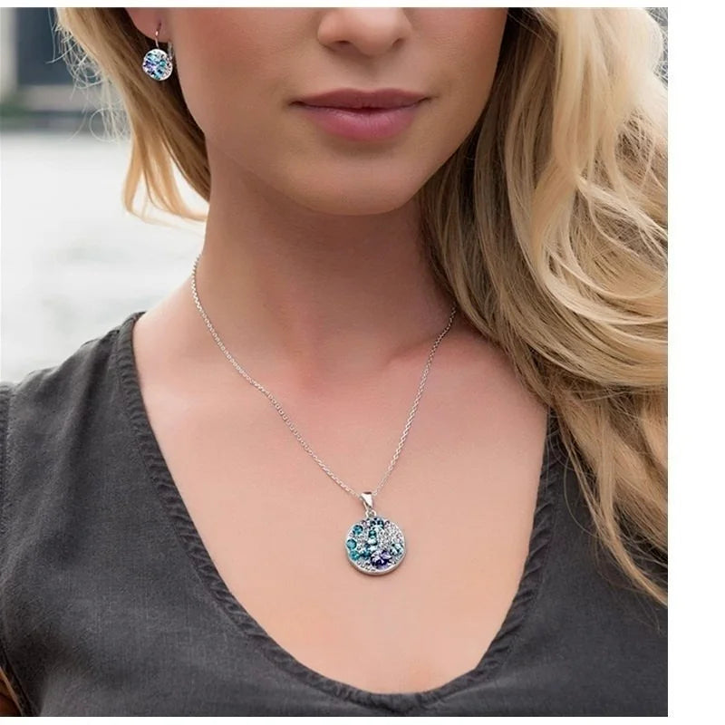 Ocean Bubble Crystal Heart Pendant Necklace | Women's Gift Crystal Pendant Necklace Nixie