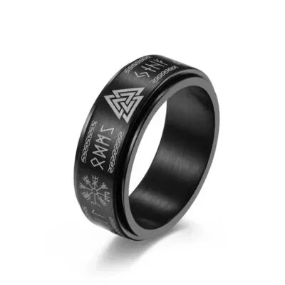 Rotatable Viking Amulet Stainless Steel Ring | Sizes 6–12 Spinner Fashion Ring Nixie green 4.5