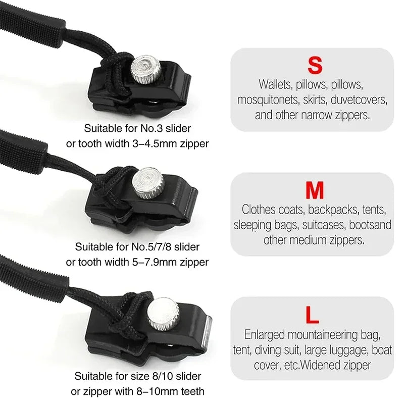 Universal Zipper Repair Kit – Replacement Slider Pull, 3–60 Pcs