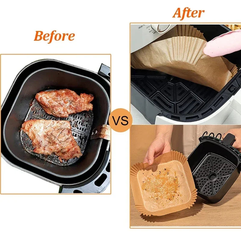 100/200Pcs Disposable Square Air Fryer Liners Non-Stick Baking Paper Air Fryer Liner Nixie