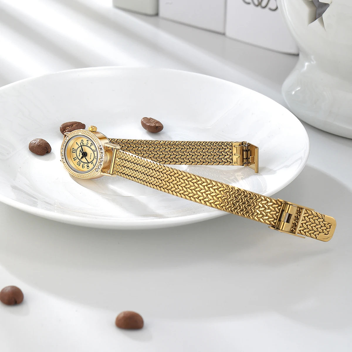 Retro Bohemian Woven Stainless Steel Mesh Watch | Quartz Mesh Strap Watch Nixie